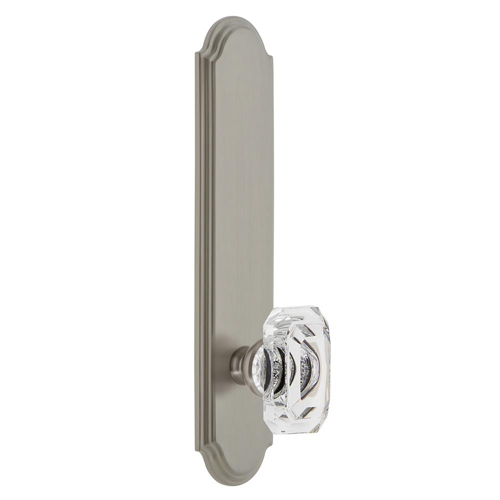 Grandeur by Nostalgic Warehouse ARCBCC Arc Tall Plate Privacy with Baguette Clear Crystal Knob in Satin Nickel